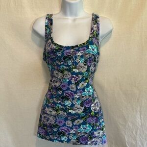 F-36 OP Blue & Purple Floral Summer Pullover Tank Top Size L‎ (Juniors)